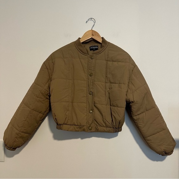 kittenish brown cropped puffer jacket coat - Picture 1 of 6